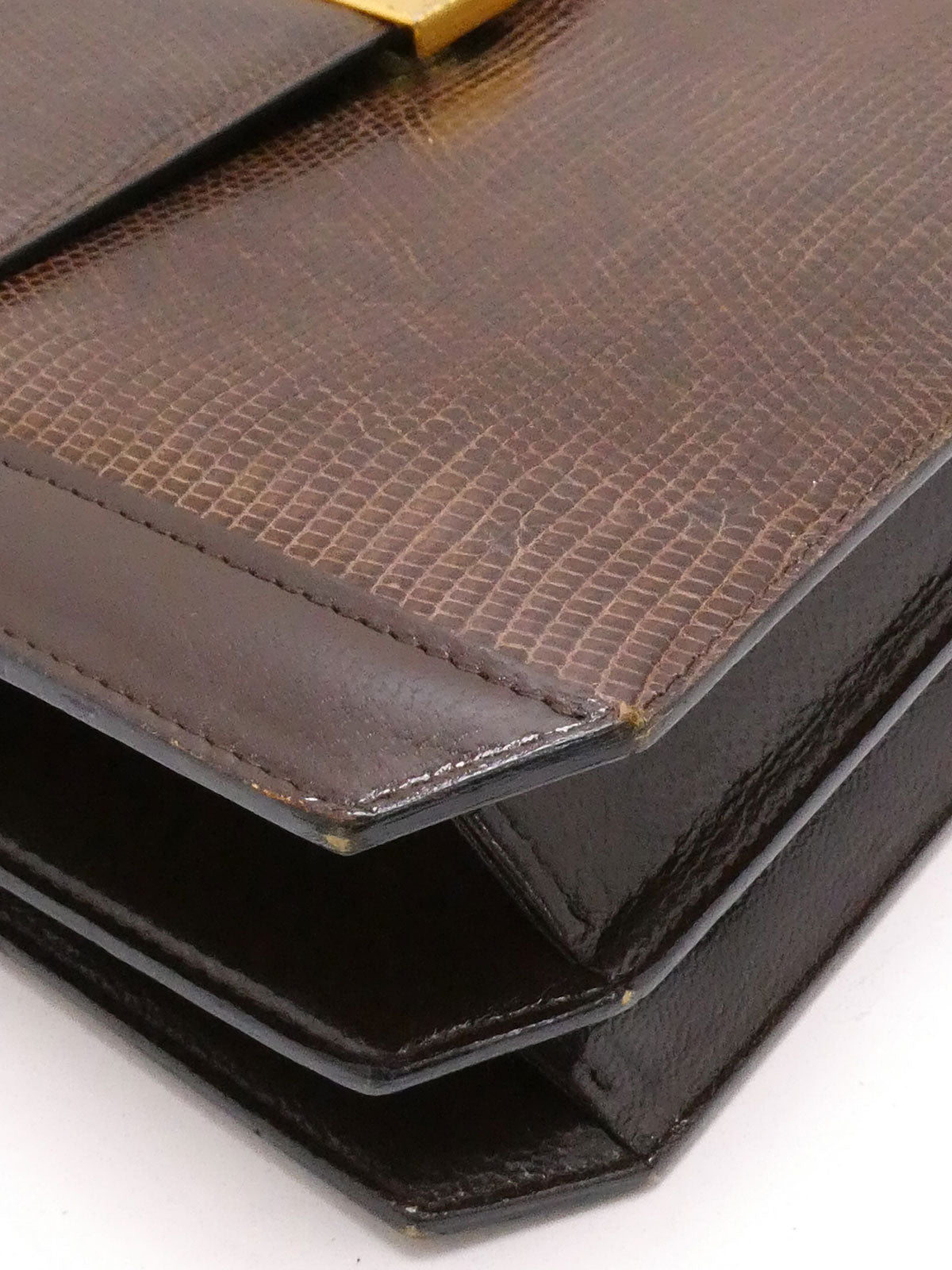 リザードロゴプレートショルダーバッグ ブラウン