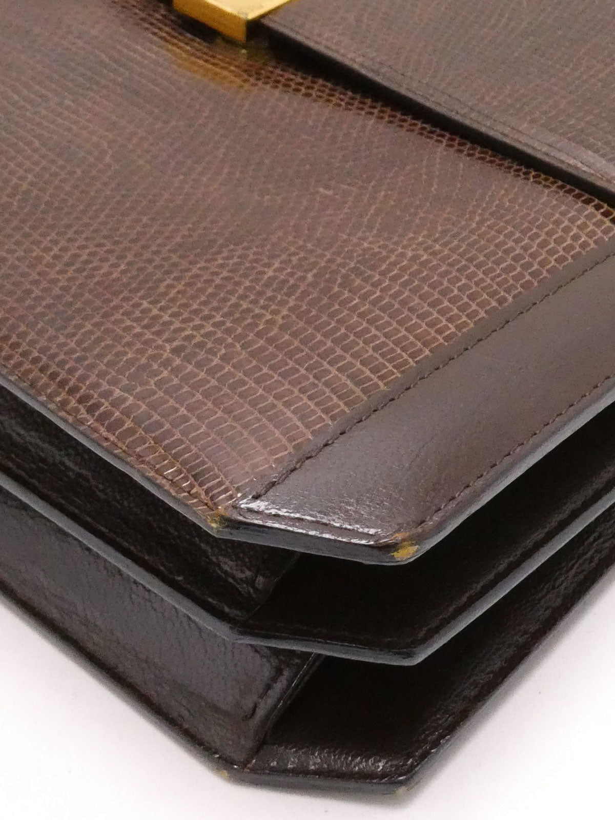 リザードロゴプレートショルダーバッグ ブラウン