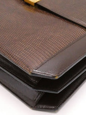 リザードロゴプレートショルダーバッグ ブラウン