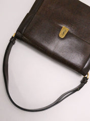 リザードロゴプレートショルダーバッグ ブラウン