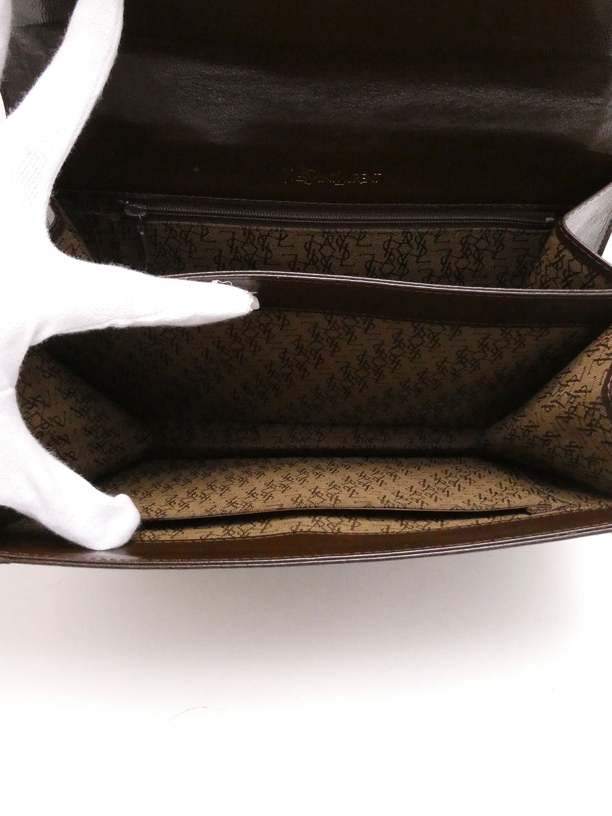 リザードロゴプレートショルダーバッグ ブラウン