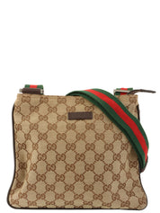 Canvas GG Pattern Sherry Line Shoulder Bag, Beige