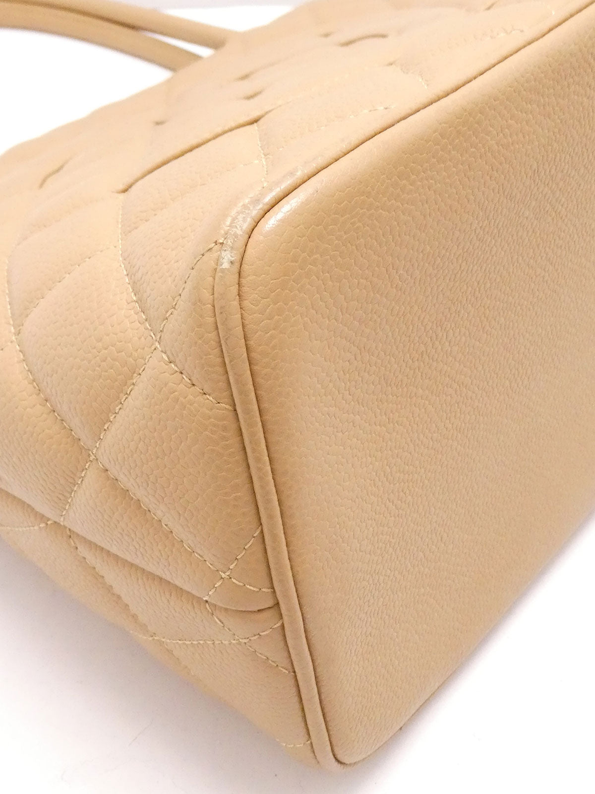Around 2003 Made Caviar Skin CC Mark Stitch Revival Tote Bag Beige