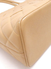 Around 2003 Made Caviar Skin CC Mark Stitch Revival Tote Bag Beige