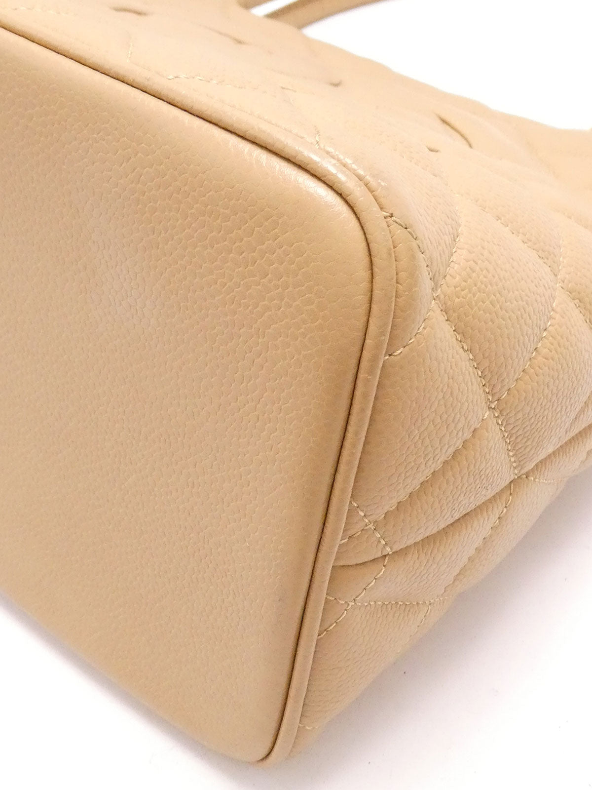 Around 2003 Made Caviar Skin CC Mark Stitch Revival Tote Bag Beige
