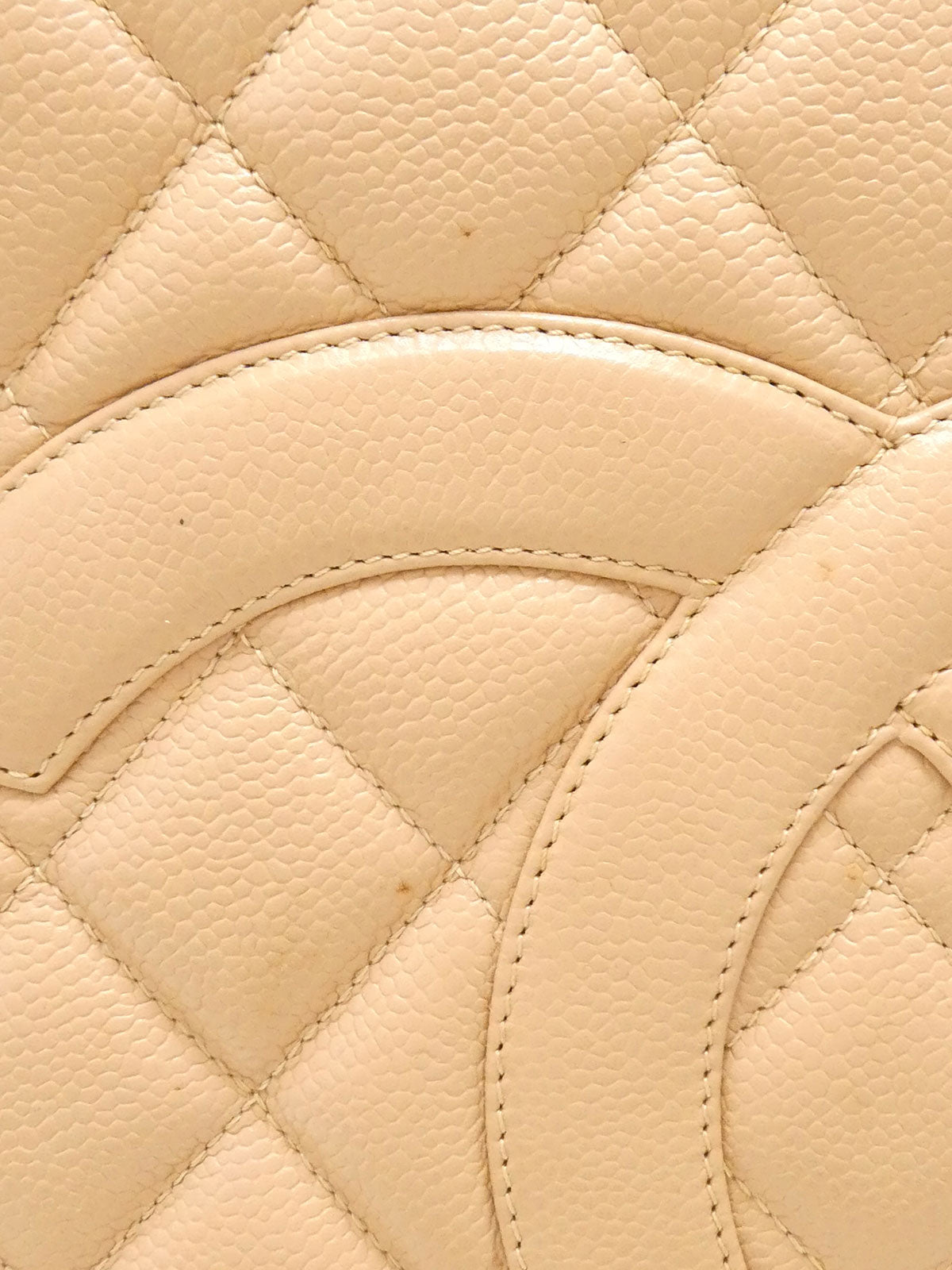 Around 2003 Made Caviar Skin CC Mark Stitch Revival Tote Bag Beige