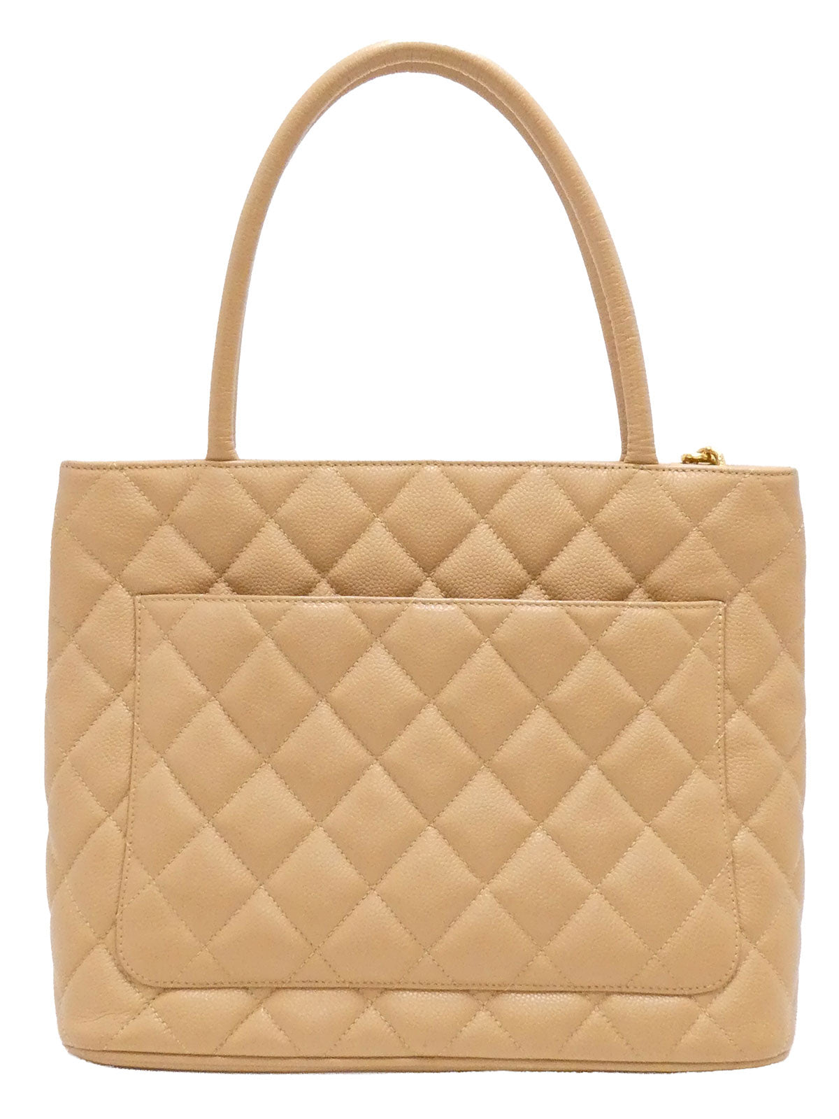 Around 2003 Made Caviar Skin CC Mark Stitch Revival Tote Bag Beige