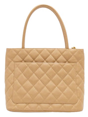 Around 2003 Made Caviar Skin CC Mark Stitch Revival Tote Bag Beige