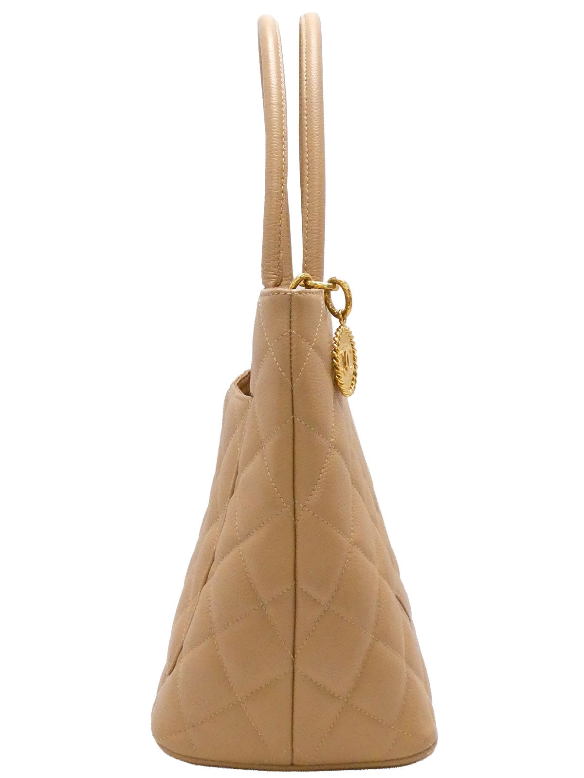 Around 2003 Made Caviar Skin CC Mark Stitch Revival Tote Bag Beige