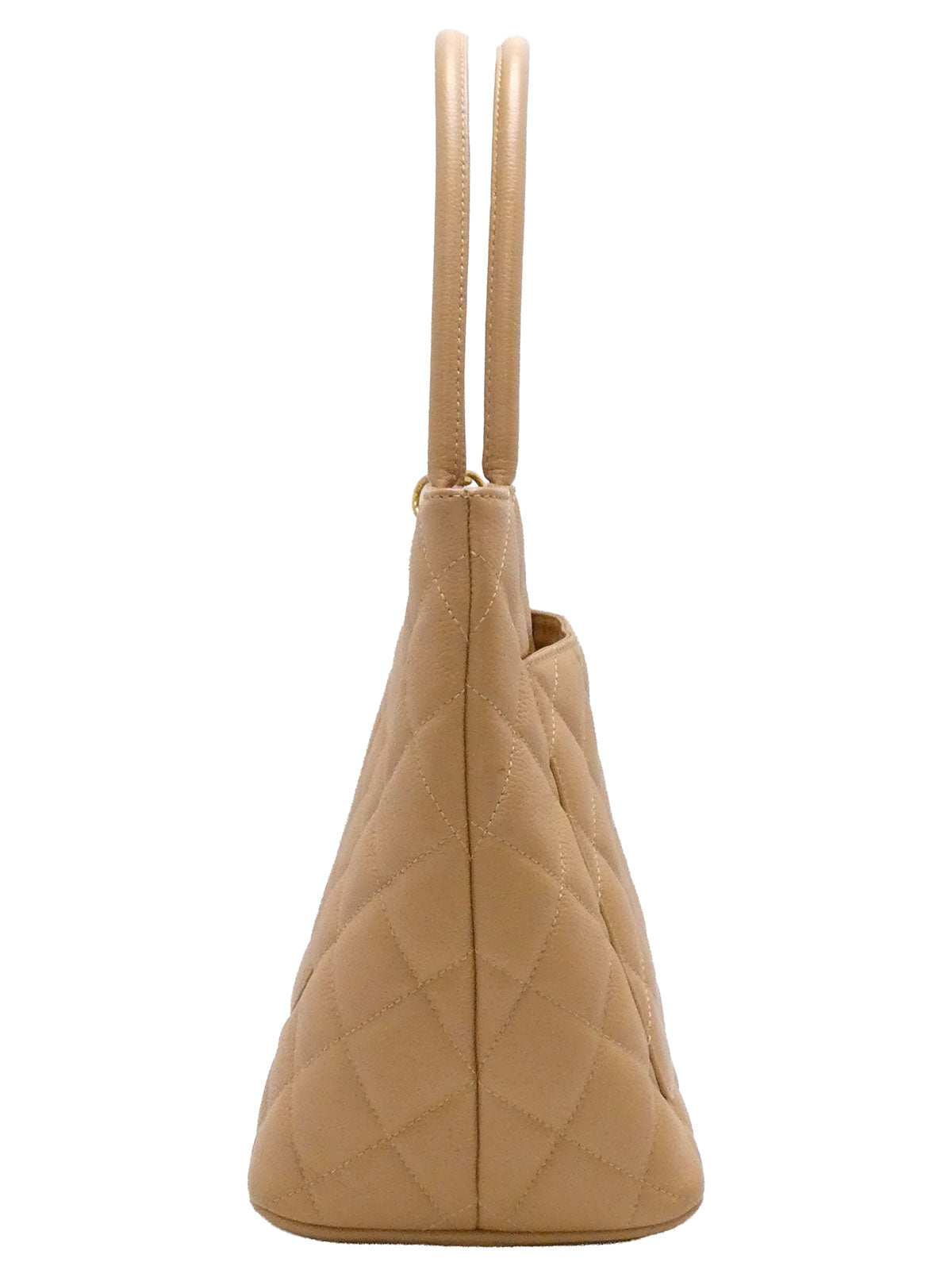 Around 2003 Made Caviar Skin CC Mark Stitch Revival Tote Bag Beige