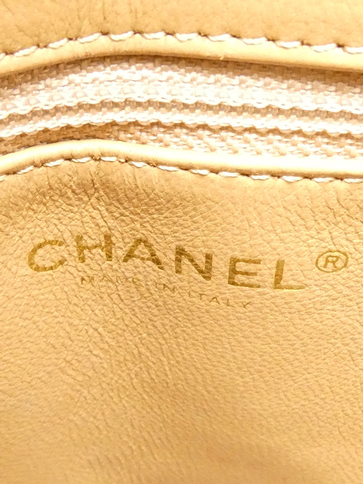 Around 2003 Made Caviar Skin CC Mark Stitch Revival Tote Bag Beige