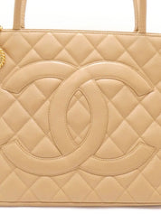 Around 2003 Made Caviar Skin CC Mark Stitch Revival Tote Bag Beige