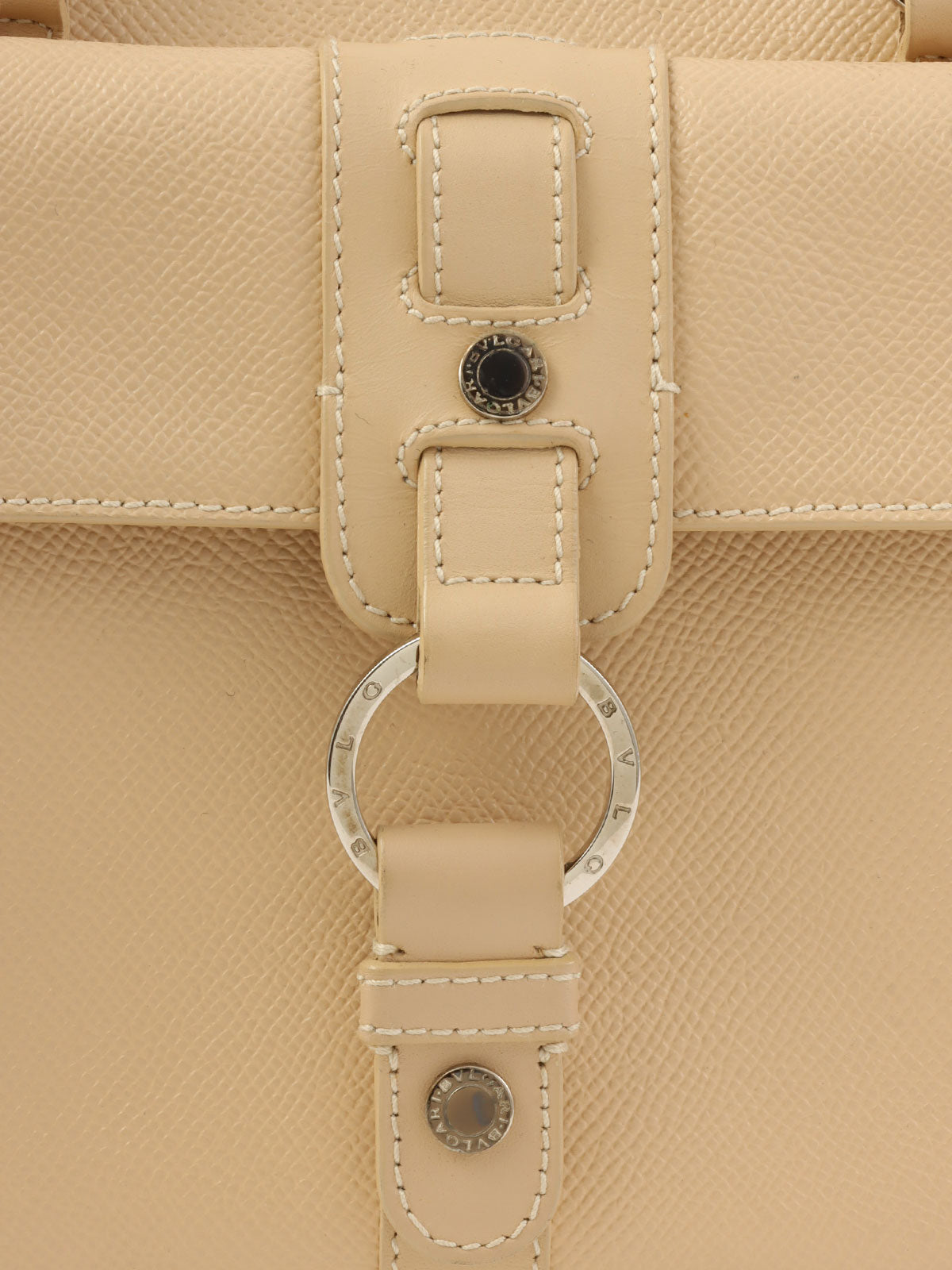 サークルロゴプレートハンドバッグ ベージュ