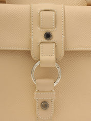 サークルロゴプレートハンドバッグ ベージュ