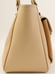 サークルロゴプレートハンドバッグ ベージュ