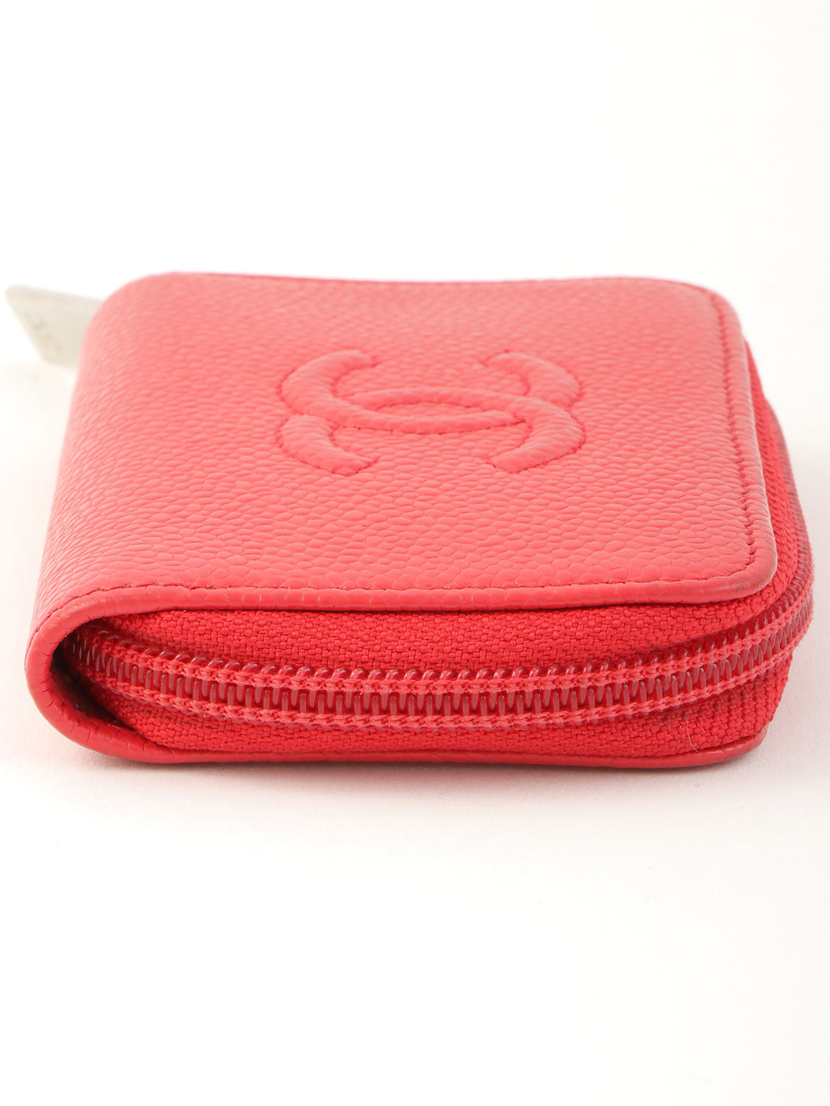 2014 Caviar Skin CC Mark Stitch 零钱包，粉色
