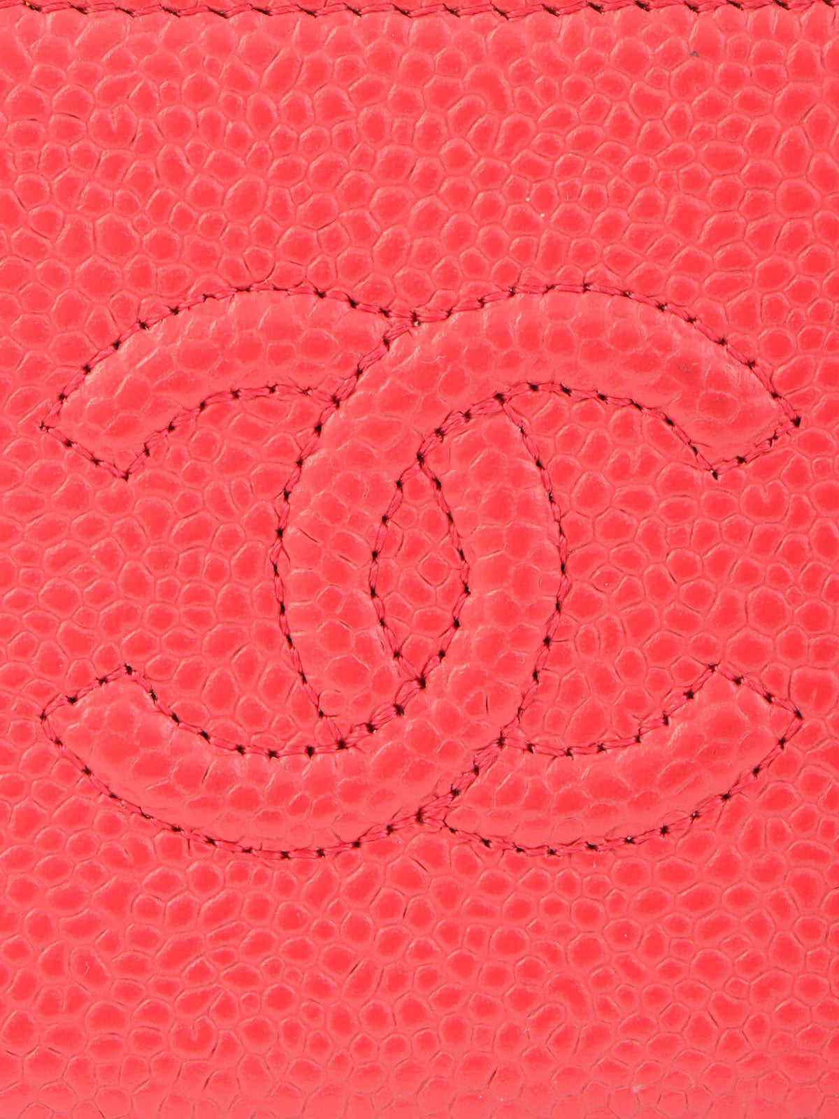 2014 Caviar Skin CC Mark Stitch 零钱包，粉色