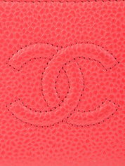 2014 Caviar Skin CC Mark Stitch 零钱包，粉色