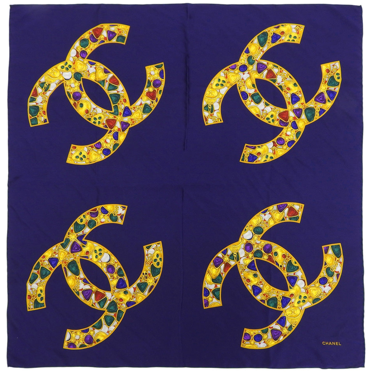 CC Mark Gripoix Jewelry Pattern Scarf Navy/Multi