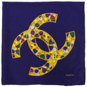 CC Mark Gripoix Jewelry Pattern Scarf Navy/Multi