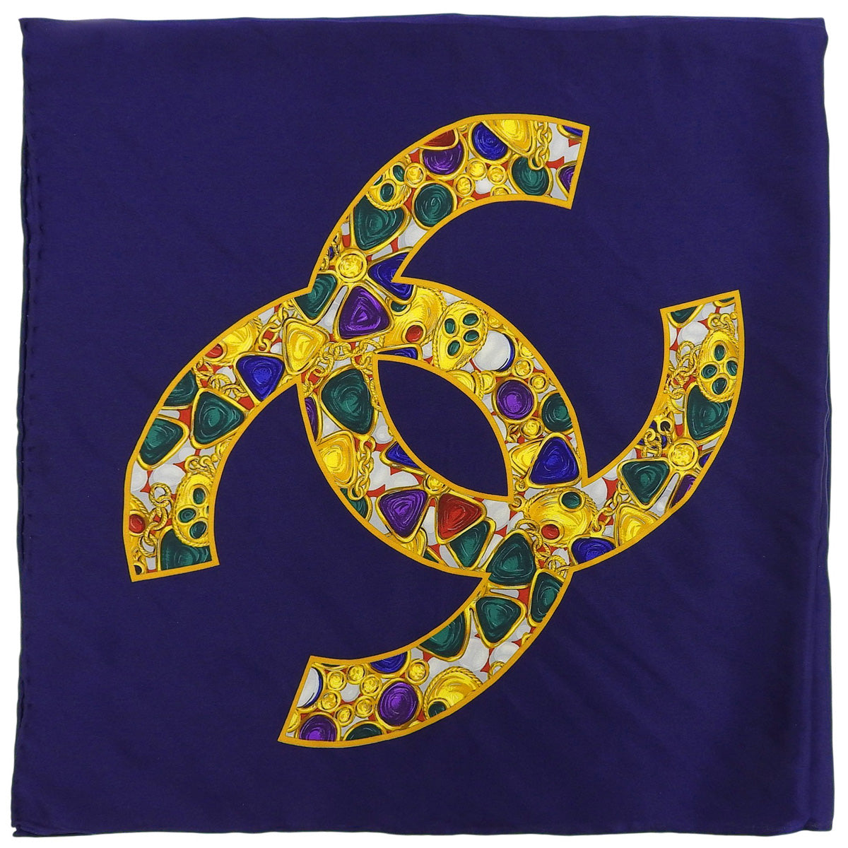 CC Mark Gripoix Jewelry Pattern Scarf Navy/Multi