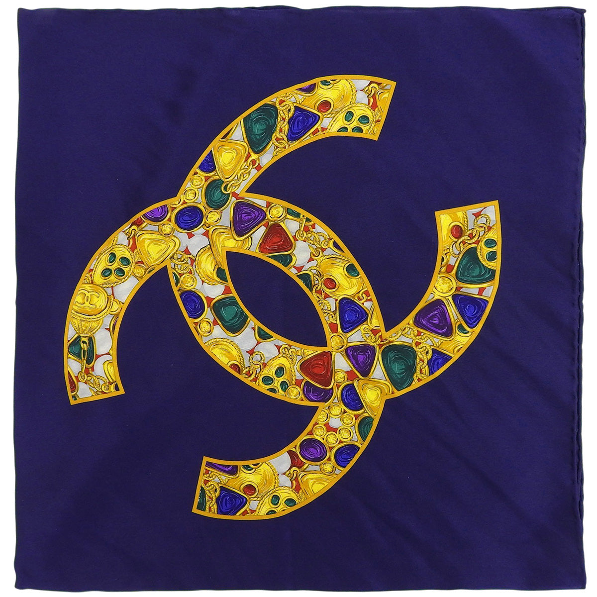 CC Mark Gripoix Jewelry Pattern Scarf Navy/Multi