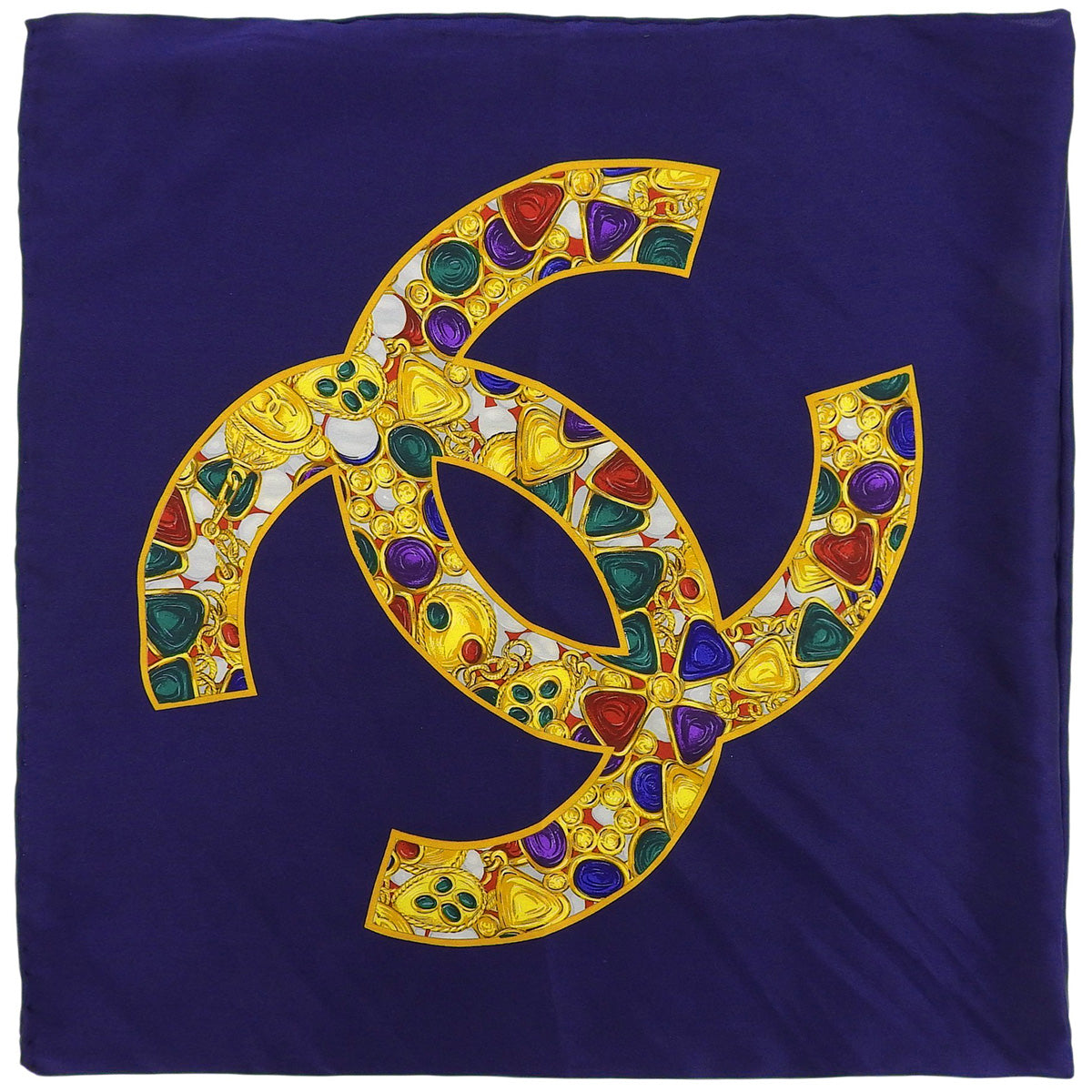 CC Mark Gripoix Jewelry Pattern Scarf Navy/Multi