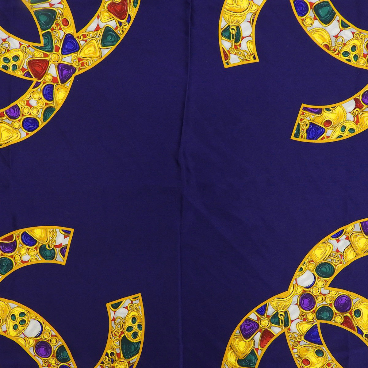 CC Mark Gripoix Jewelry Pattern Scarf Navy/Multi