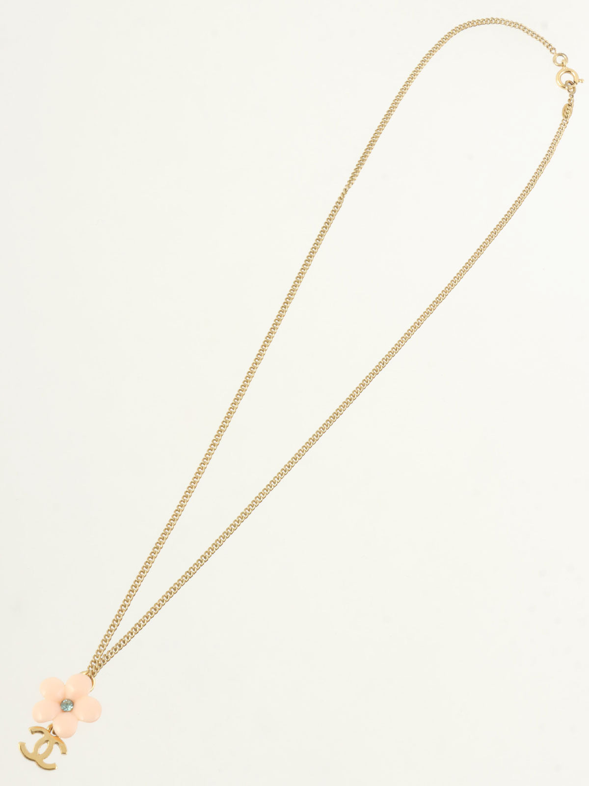 2003 Camellia Rhinestone Swing CC Mark Earrings in Gold/Baby Pink