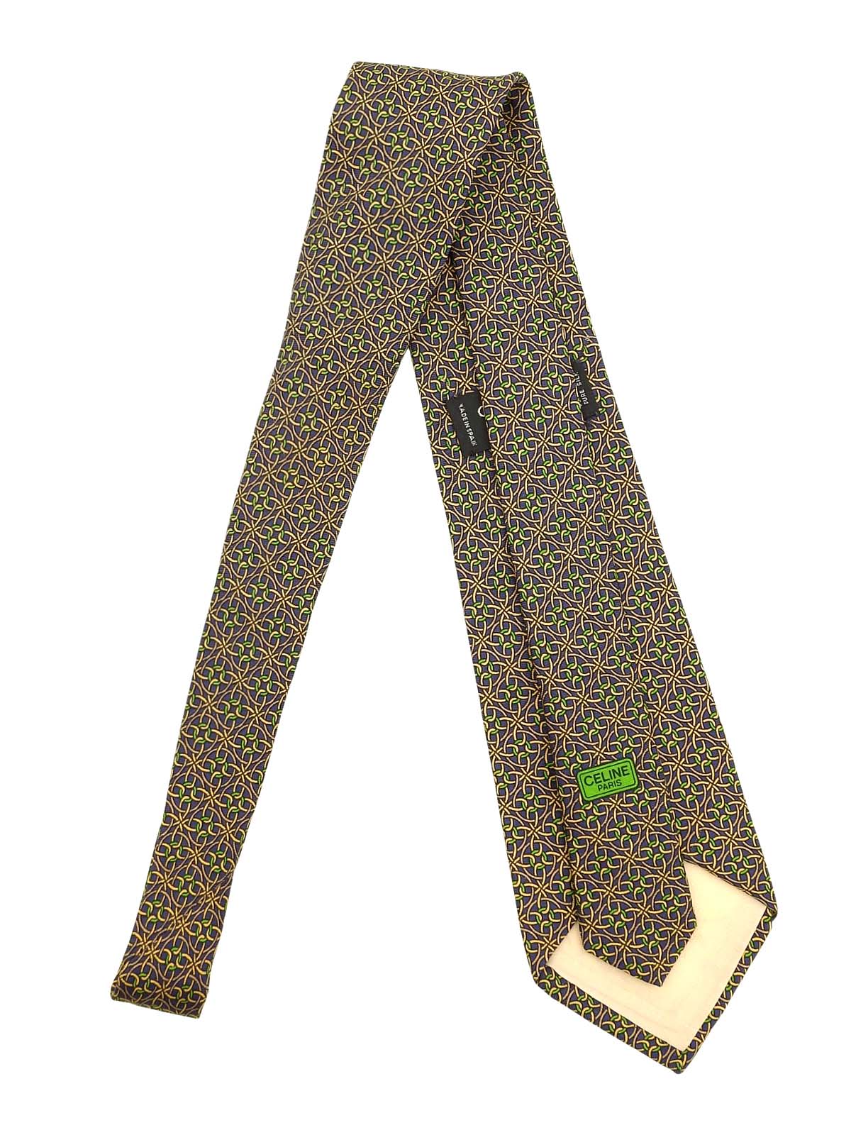 藏青色/绿色/棕色多图案领带