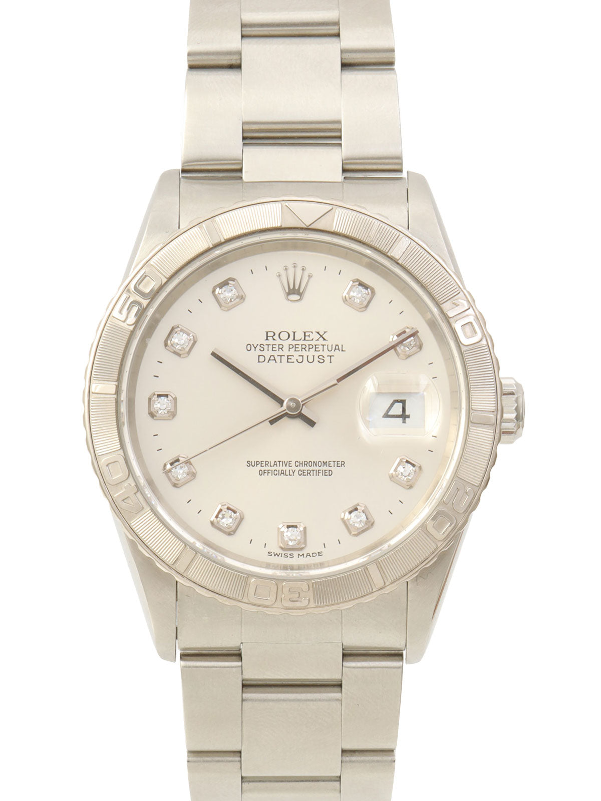 2002年頃製 10Pダイヤモンドオイスターパーペチュアルデイトジャスト 36mm 16264G Y番 自動巻き シルバー