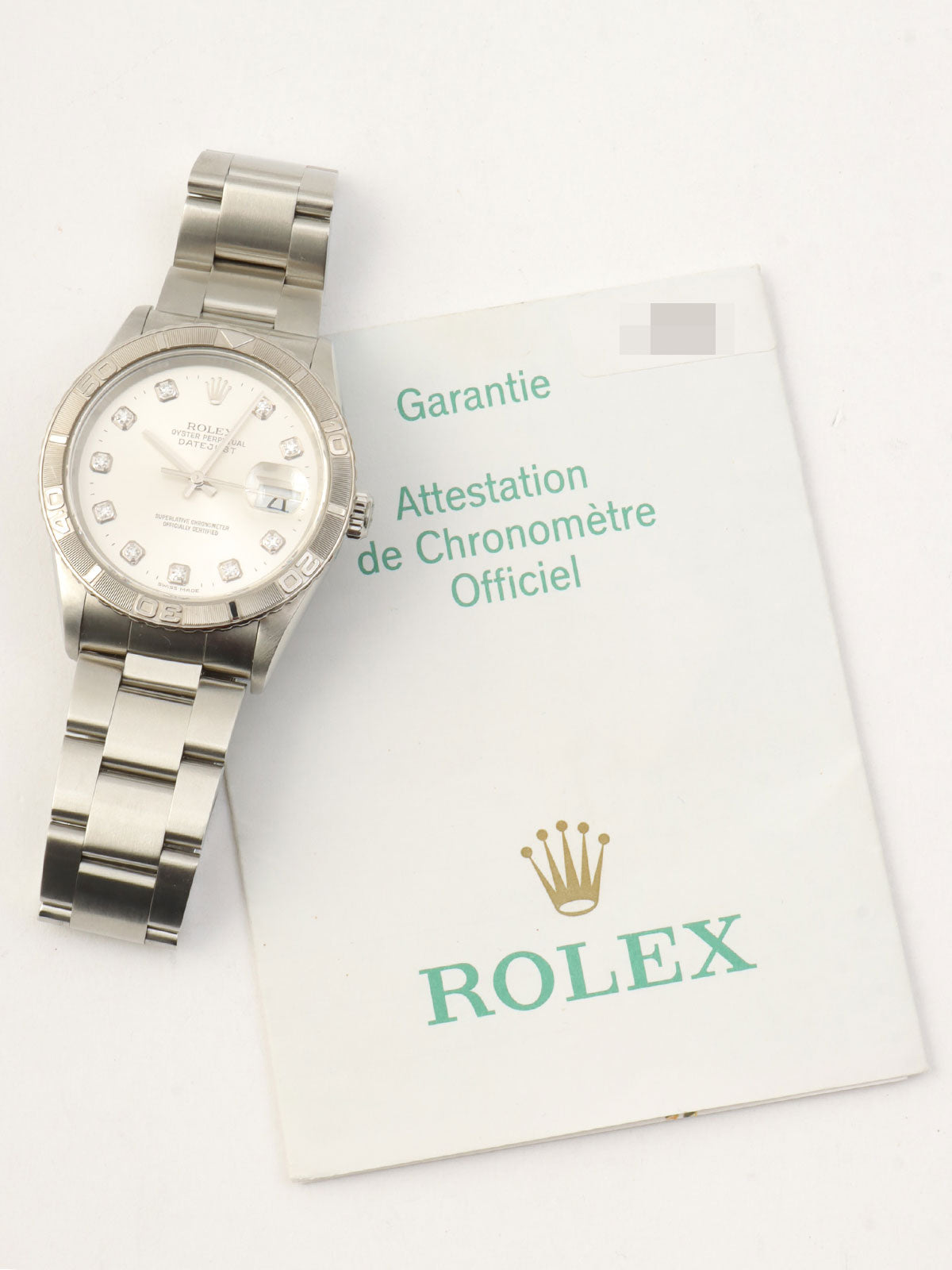 2002年頃製 10Pダイヤモンドオイスターパーペチュアルデイトジャスト 36mm 16264G Y番 自動巻き シルバー