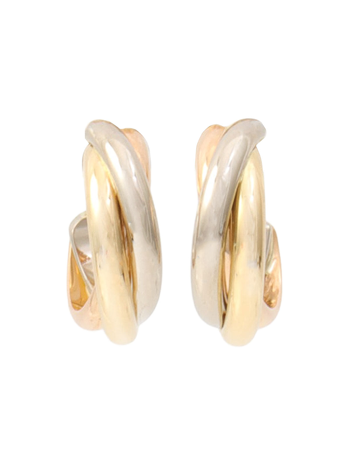 18K Trinity Earrings in White Gold/Yellow Gold/Pink Gold