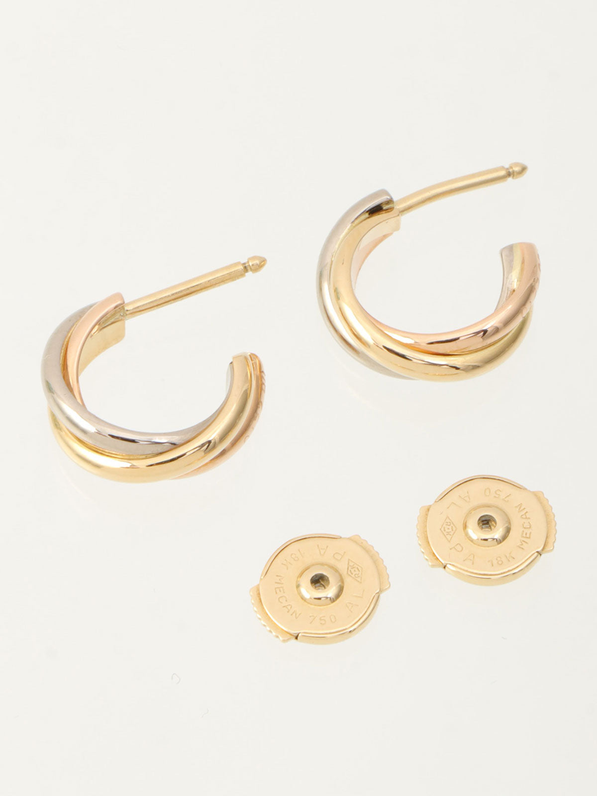 18K Trinity Earrings in White Gold/Yellow Gold/Pink Gold