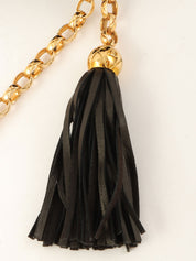 1992年頃製 ベルベットCCターンロックタッセルビジューチェーンバッグ ブラック