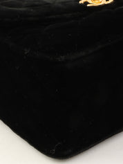 1992年頃製 ベルベットCCターンロックタッセルビジューチェーンバッグ ブラック