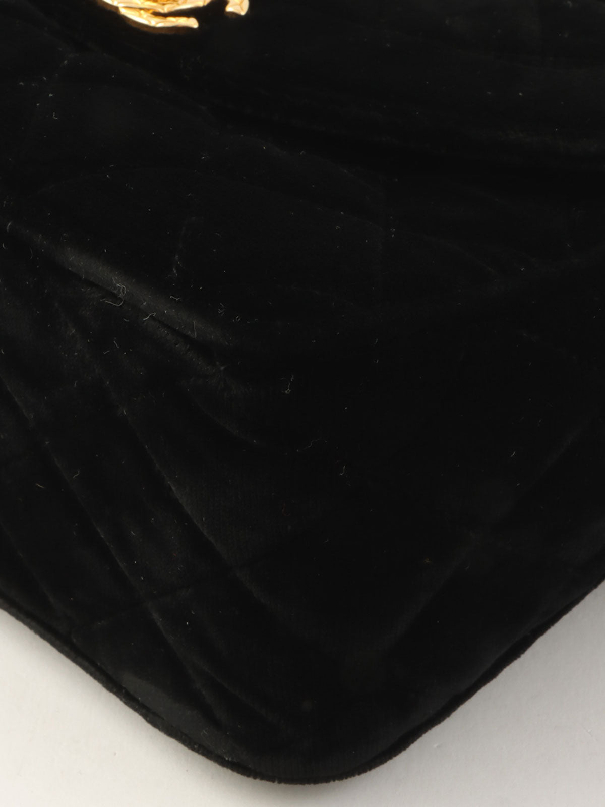 1992年頃製 ベルベットCCターンロックタッセルビジューチェーンバッグ ブラック