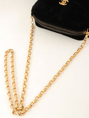 1992年頃製 ベルベットCCターンロックタッセルビジューチェーンバッグ ブラック