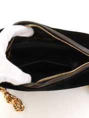 1992年頃製 ベルベットCCターンロックタッセルビジューチェーンバッグ ブラック