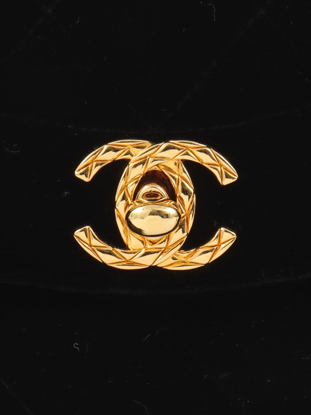 1992年頃製 ベルベットCCターンロックタッセルビジューチェーンバッグ ブラック