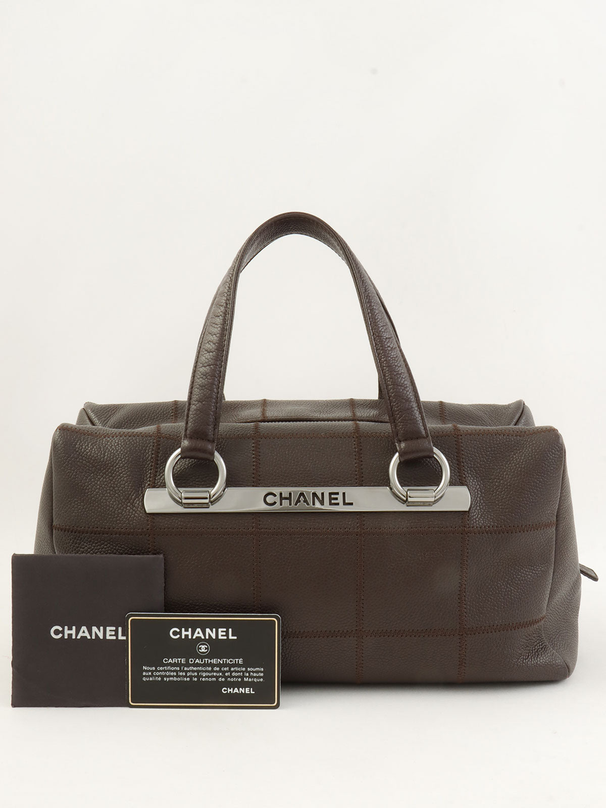 2004 Chocolate Bar Logo Plate Handbag, Brown