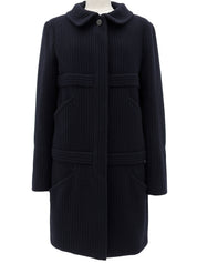 Navy Wool CC Mark Button Coat
