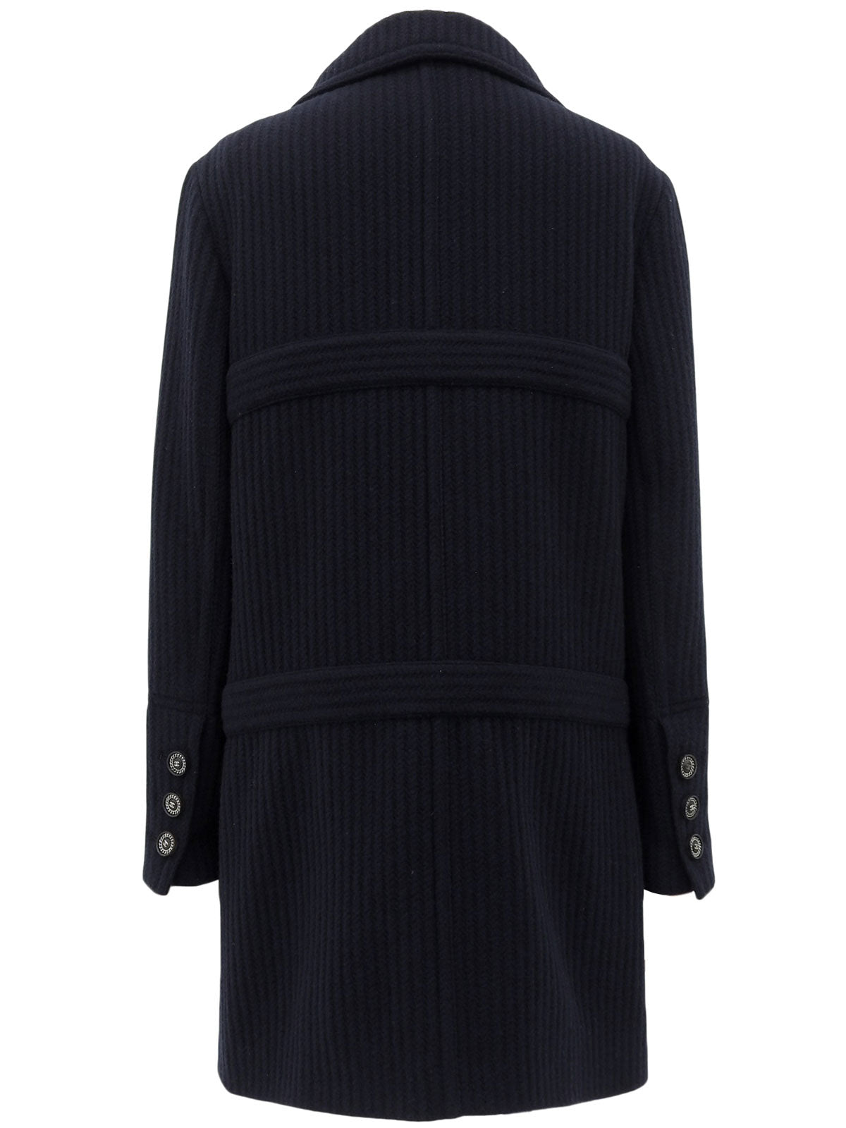 Navy Wool CC Mark Button Coat