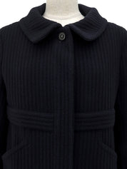 Navy Wool CC Mark Button Coat