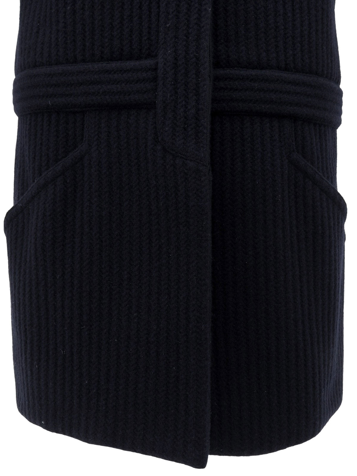 Navy Wool CC Mark Button Coat