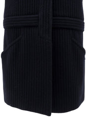 Navy Wool CC Mark Button Coat