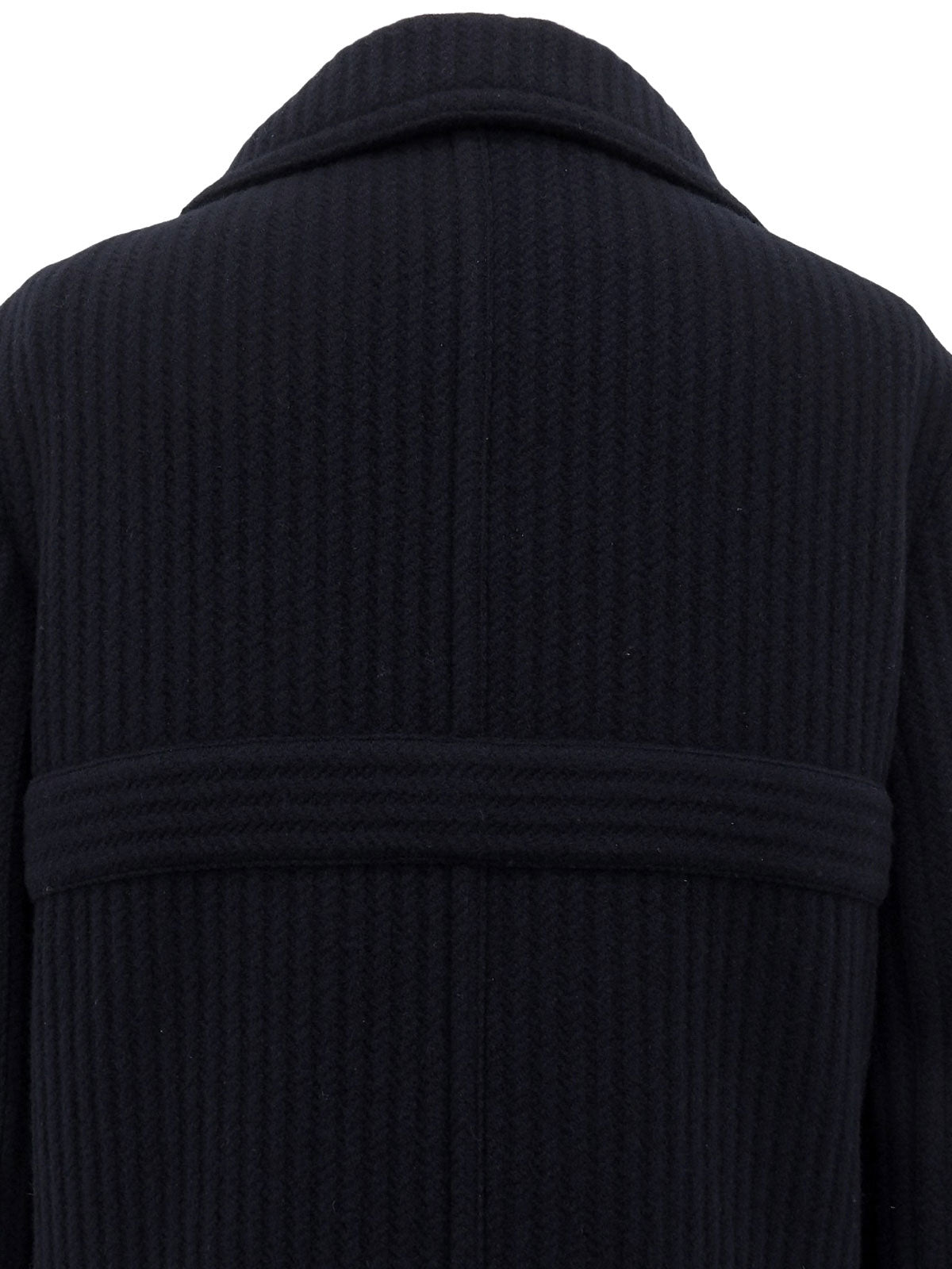 Navy Wool CC Mark Button Coat