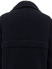 Navy Wool CC Mark Button Coat