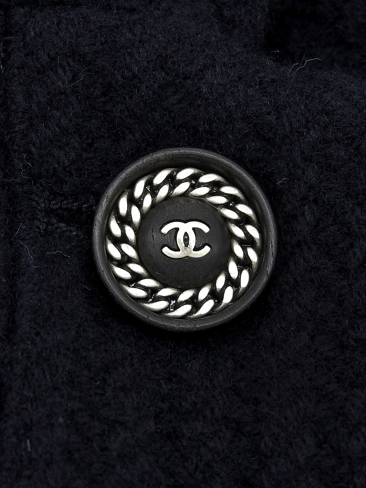 Navy Wool CC Mark Button Coat