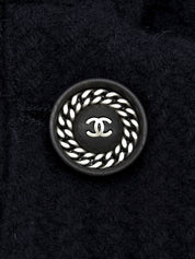 Navy Wool CC Mark Button Coat